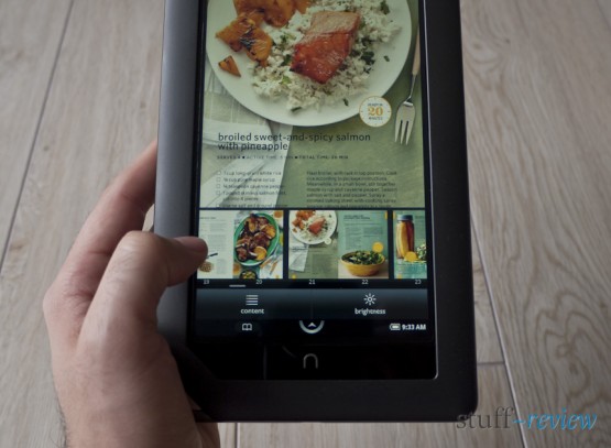 Nook Color ~ Reading a magazine Nook Color close up of magazine reading application