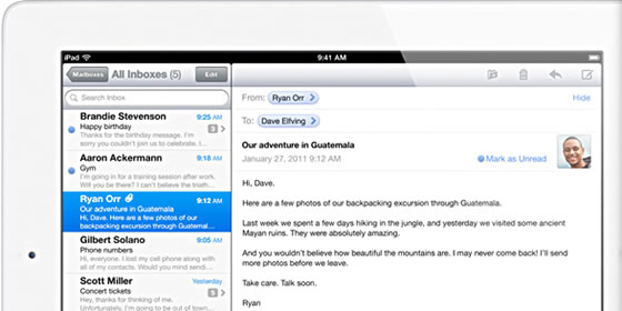 iPad 2 Mail app iPad 2 Mail app