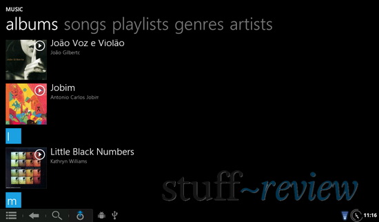 Zune/WP7 styled music player running on Nook Color - Album view Zune/WP7 styled music player running on Nook Color - Album view