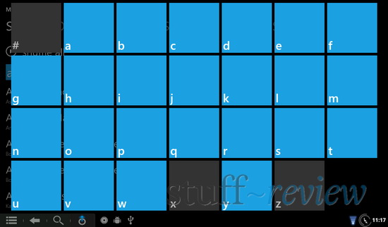 Zune/WP7 styled music player running on Nook Color - Jump by letter Zune/WP7 styled music player running on Nook Color - Jump by letter