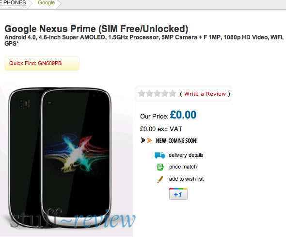 Google Nexus Prime Samsung's Android 4.0 Ice Cream Sandwich smartphone Google Nexus Prime Samsung's Android 4.0 Ice Cream Sandwich smartphone