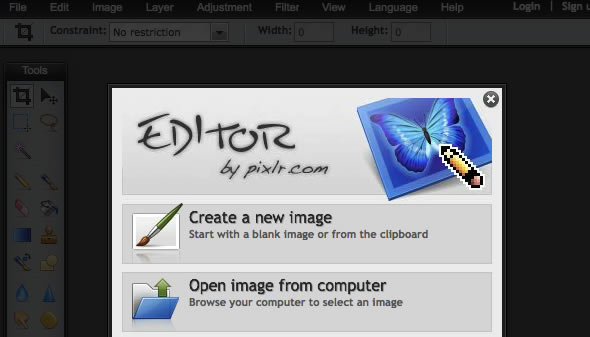 Pixlr open image dialog Pixlr open image dialog