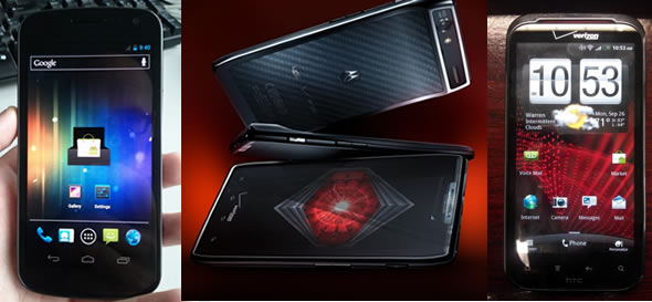 Android flagship phones: Galaxy Nexus (Prime), Motorola Droid RAZR (Spyder) and HTC Vigor (Rezound) Android flagship phones: Galaxy Nexus (Prime), Motorola Droid RAZR (Spyder) and HTC Vigor (Rezound)