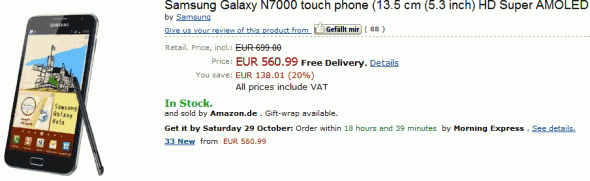 Galaxy Note in-stock from Amazon Germany Galaxy Note in-stock from Amazon Germany