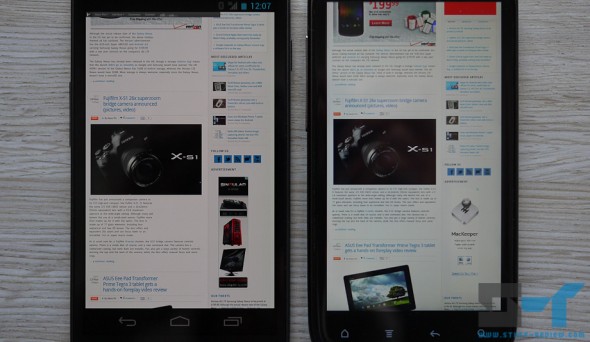Galaxy Nexus (left) screen has a yellow tint Galaxy Nexus (left) screen has a yellow tint