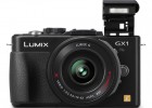Panasonic Lumix GX1 MFT camera black front flash open Panasonic Lumix GX1 MFT camera black front flash open