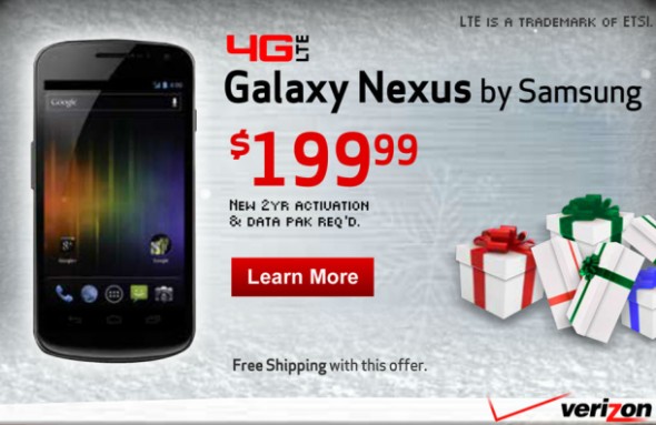 Verizon 4G LTE Galaxy Nexus price ad Verizon 4G LTE Galaxy Nexus price ad