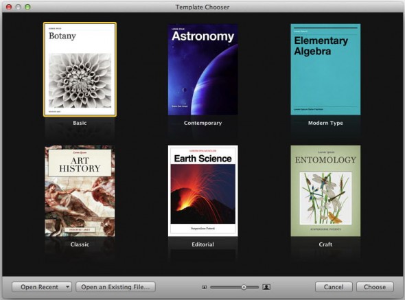 iBook Author: template chooser iBook Author: template chooser