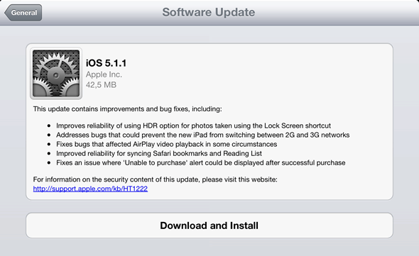 iOS 5.1.1 software update iOS 5.1.1 software update